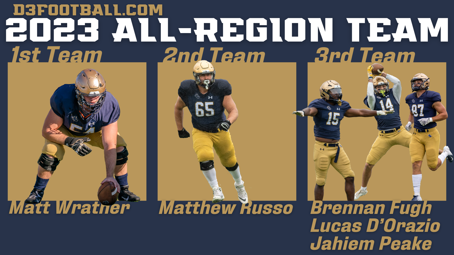 5 Blue Streaks Garner D3football.com All-Region Status