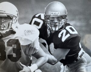 Kurt Gabram making a play in 1988 JCU Football