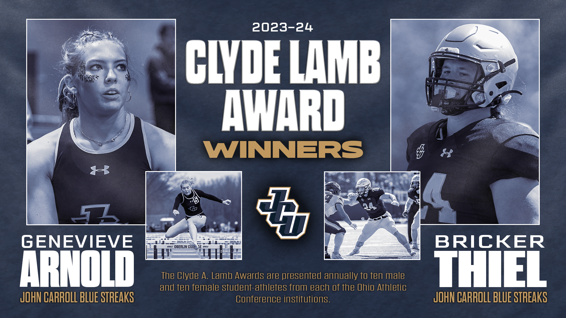 Genevieve Arnold & Bricker Thiel Chosen as JCU’s 2023-24 Clyde Lamb Award Winners