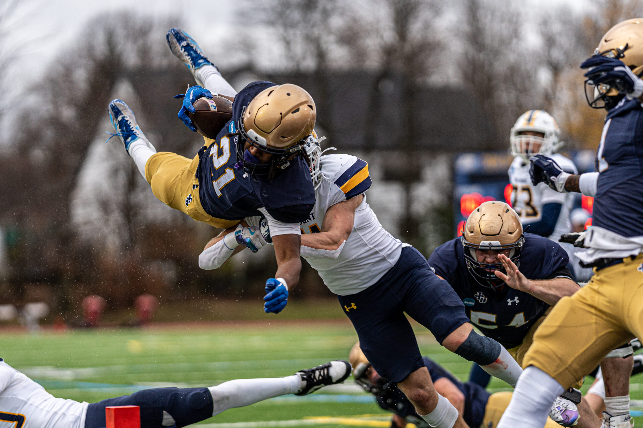 Blue Streaks Roll by Mount St. Joseph in the First Round